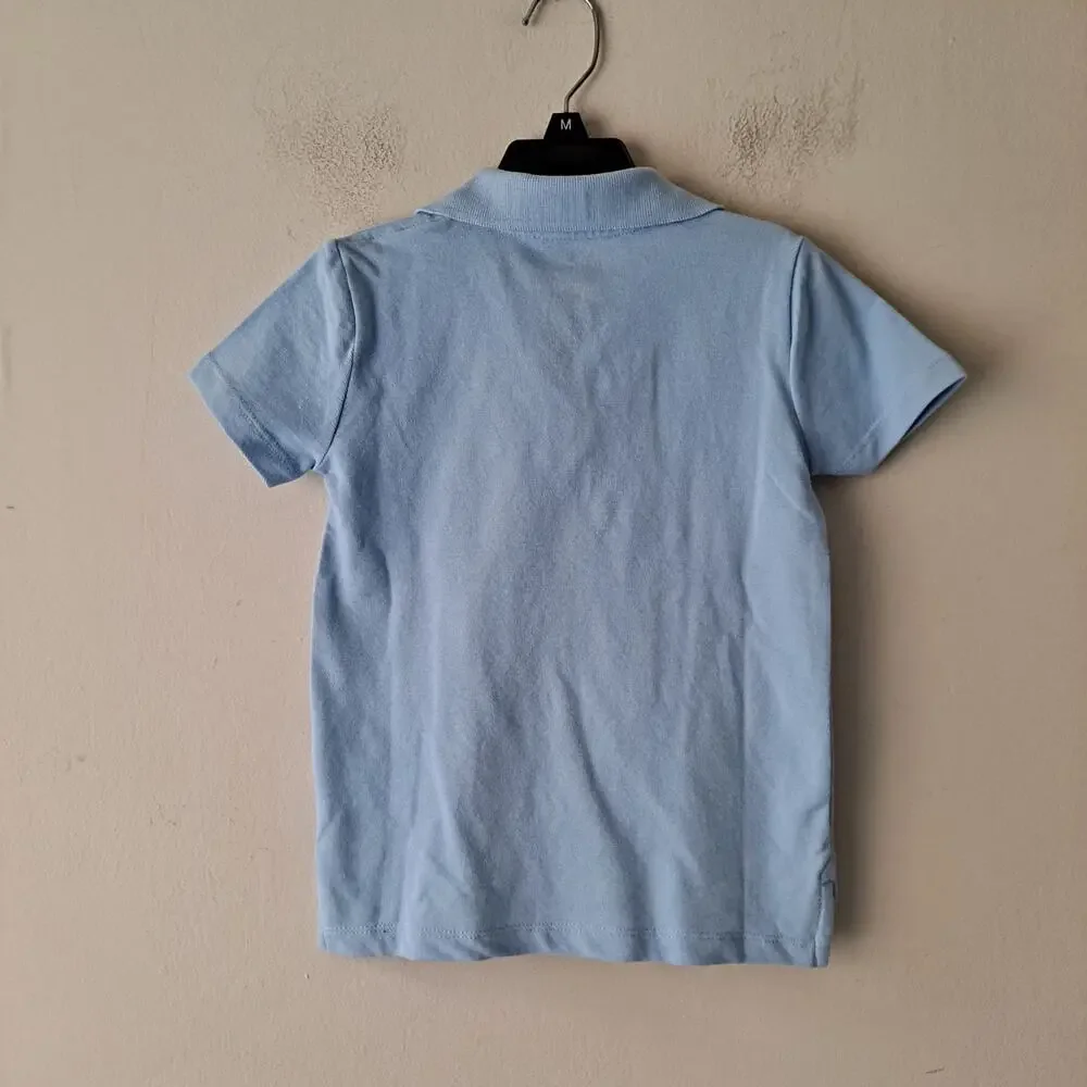 NWT Crewcuts Piqué Polo Shirt Short Sleeve Faded Chambray Blue Girls Size 4-5